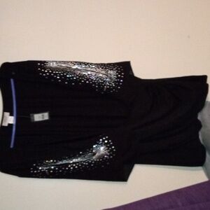 Chic Black Avenue Studio Blouse with Silver Detailing